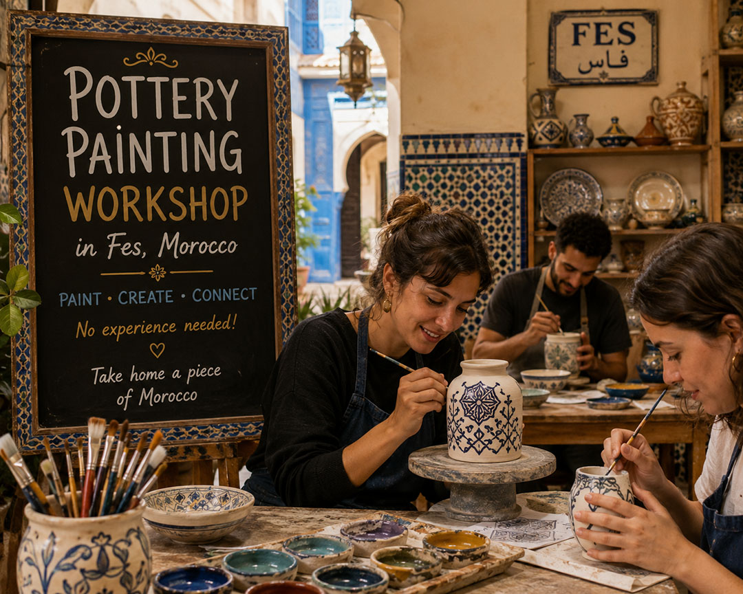Pottery Painting Workshop in Fes, Morocco